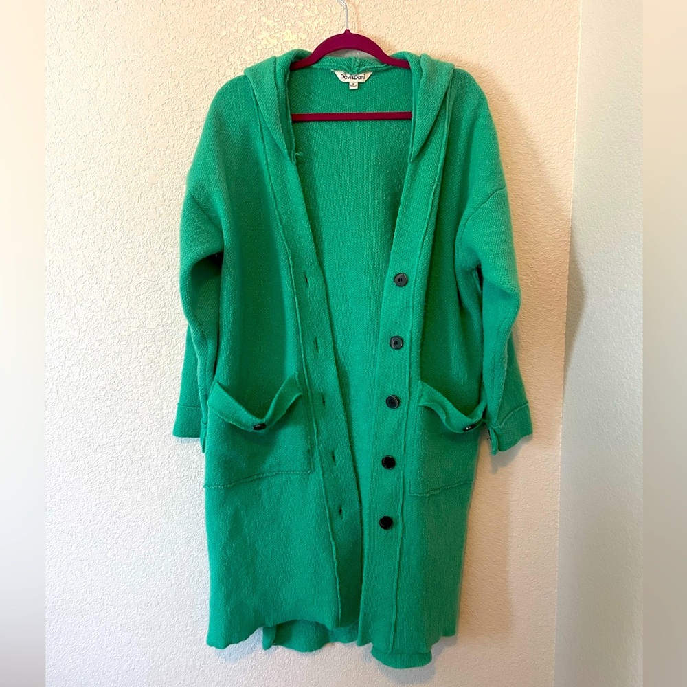 Vici Long Hooded Cardigan - Jade Green